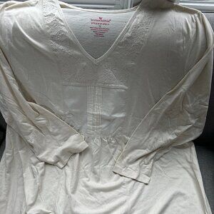 New Women's Within Nightgown short w/ long sleeve Beige 1X w/defect